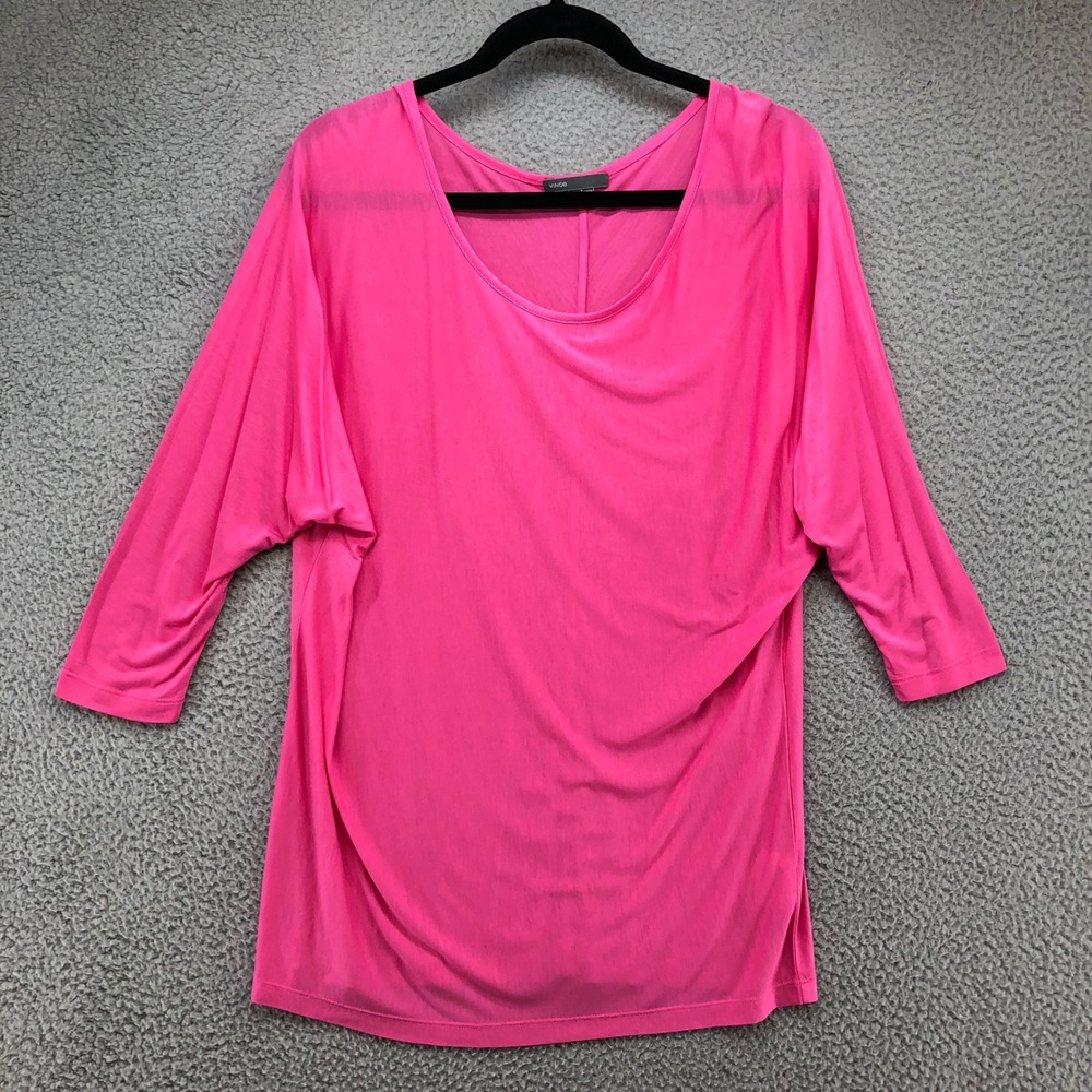 Vince V-Neck Tops Blouse Bundle Lot Womens Medium Black Coral Pink Rayon 3 Pack - Picture 10 of 10